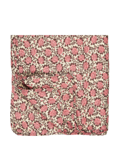 Ib Laursen Cotton quilt in light pink and brown floral at Collagerie