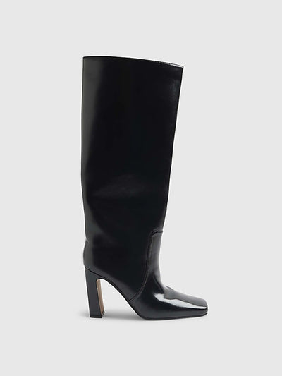 River Island Black wide fit chisel toe high leg boots at Collagerie