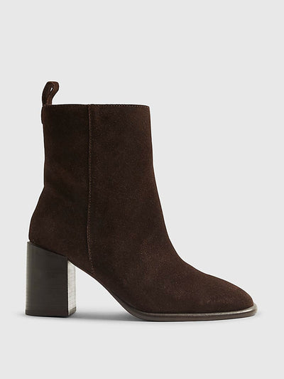 River Island Brown suede square toe boots at Collagerie