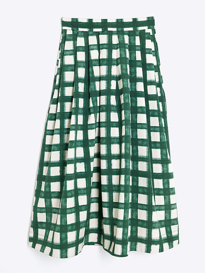 River Island Green check midi skirt at Collagerie