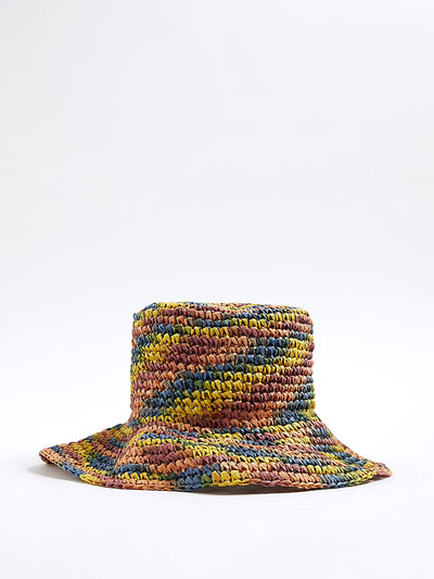 River Island Multi colour straw bucket hat at Collagerie