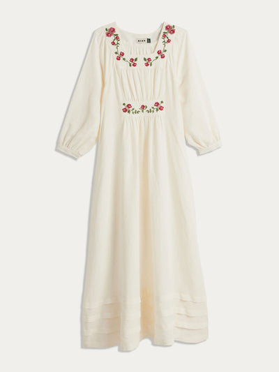 Rixo Neila linen-blend midi dress at Collagerie