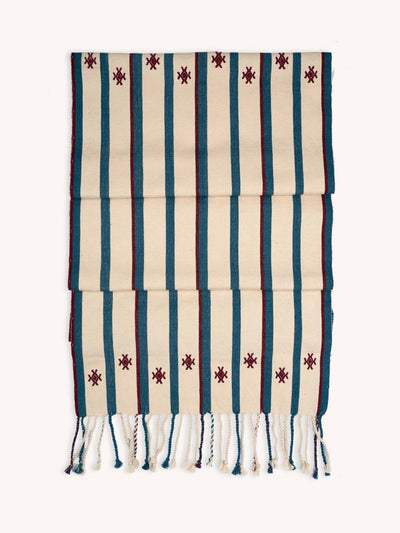 Routes Interiors Blue Izamna stripe handwoven table runner at Collagerie