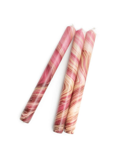 Royal Academy Red marbled candles (set of 3) at Collagerie