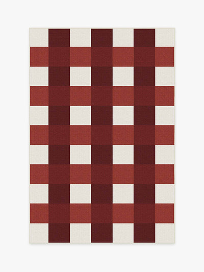 Ruggable Outdoor gingham plaid red & white rug at Collagerie