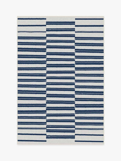 Ruggable Outdoor offset stripe navy rug at Collagerie