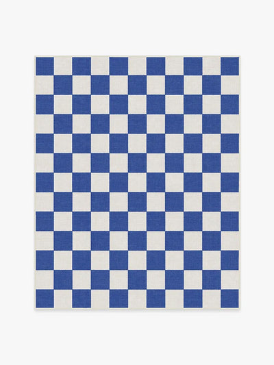 Ruggable Outdoor Jaque checkered blue rug at Collagerie