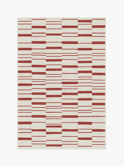 Ruggable Orange and white broken stripe outdoor rug at Collagerie