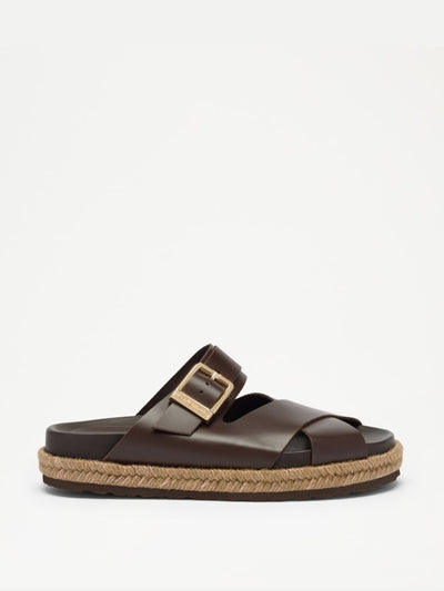 Russell & Bromley Docker cross strap espadrille slides at Collagerie