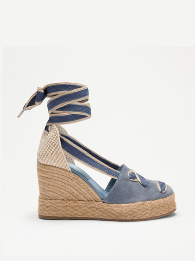 Russell & Bromley Hale tie lace up espadrille wedge at Collagerie