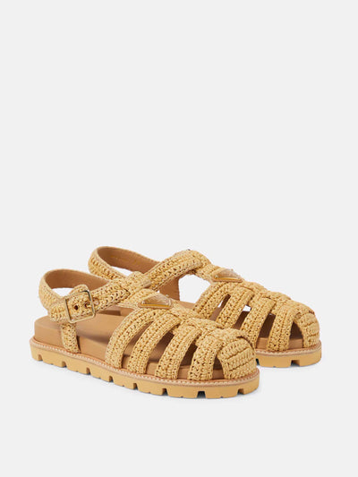 Prada Fisherman crochet sandals at Collagerie