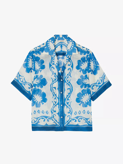 Sandro Graphic-print short-sleeved woven shirt at Collagerie