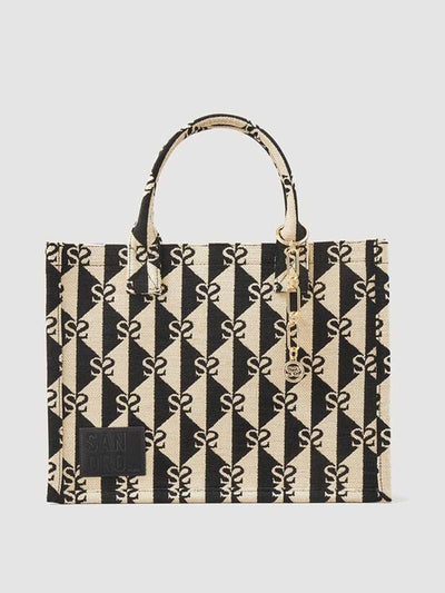 Sandro Monogram tweed tote bag at Collagerie