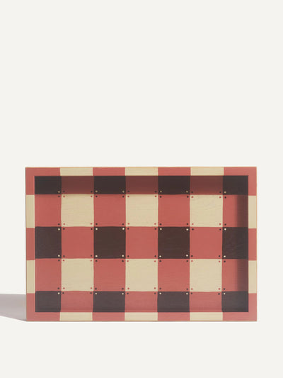 Sascal Studio Hand painted chequerboard tray at Collagerie