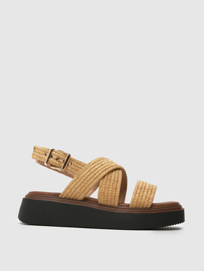 Schuh Tamia chunky flatforms in natural at Collagerie