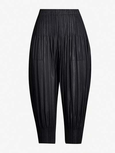 Pleats Please Issey Miyake Pleated cropped high-rise knitted jersey trousers at Collagerie