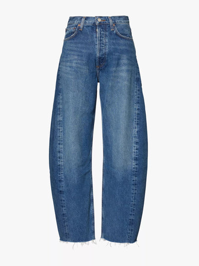 Agolde Luna Pieced faded-wash wide-leg high-rise organic-denim blend jeans at Collagerie