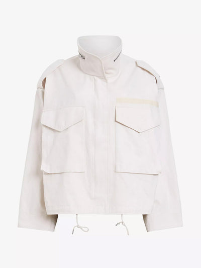 Allsaints Amelia high-neck cropped organic-cotton jacket at Collagerie