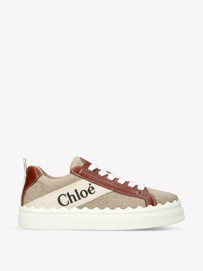 Chloe Lauren logo-embellished linen and leather trainers at Collagerie