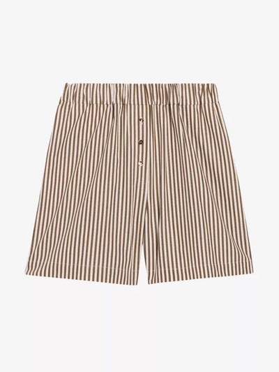 Claudie Pierlot Striped elasticated high-rise cotton shorts at Collagerie