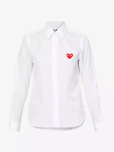 Comme Des Garçons Play Heart-appliqué regular-fit cotton shirt at Collagerie