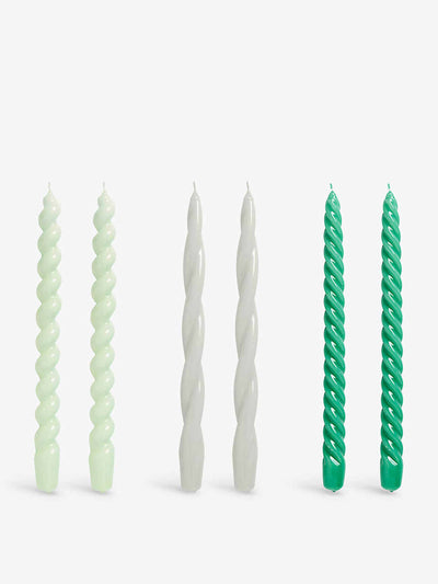 Hay Green spiral candles (set of six) at Collagerie