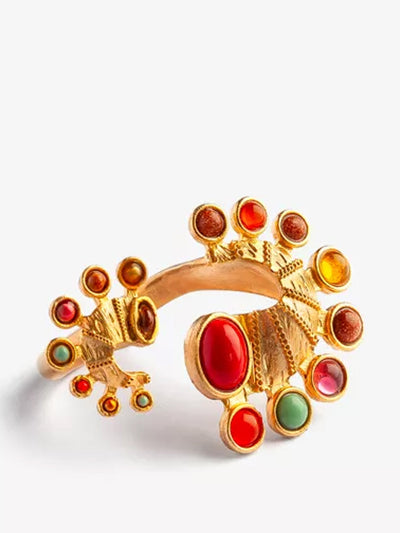 La Maison Couture Sonia Petroff Seahorse gold-plated brass and gemstone ring at Collagerie