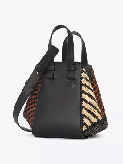 Loewe X Paula's Ibiza Hammock compact striped woven-raffia and leather shoulder bag at Collagerie