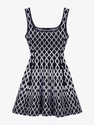 Maje Square-neck geometric-pattern stretch-knit mini dress at Collagerie