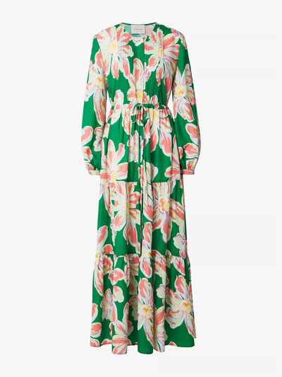 Malina Casey floral-print long-sleeve woven maxi dress at Collagerie