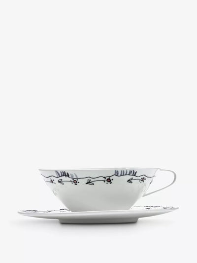 Marni X Serax Anemone Milk flower-motif bone-chine tea cup and saucer (set of 2) at Collagerie