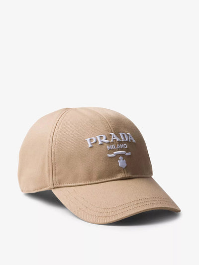 Prada Logo-embroidered woven baseball cap at Collagerie