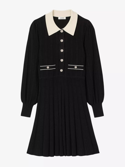 Sandro Lison pleated-skirt knitted dress at Collagerie