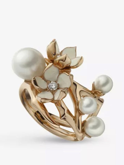 Shaun Leane Cherry Blossom yellow gold-plated vermeil, pearl and diamond ring at Collagerie