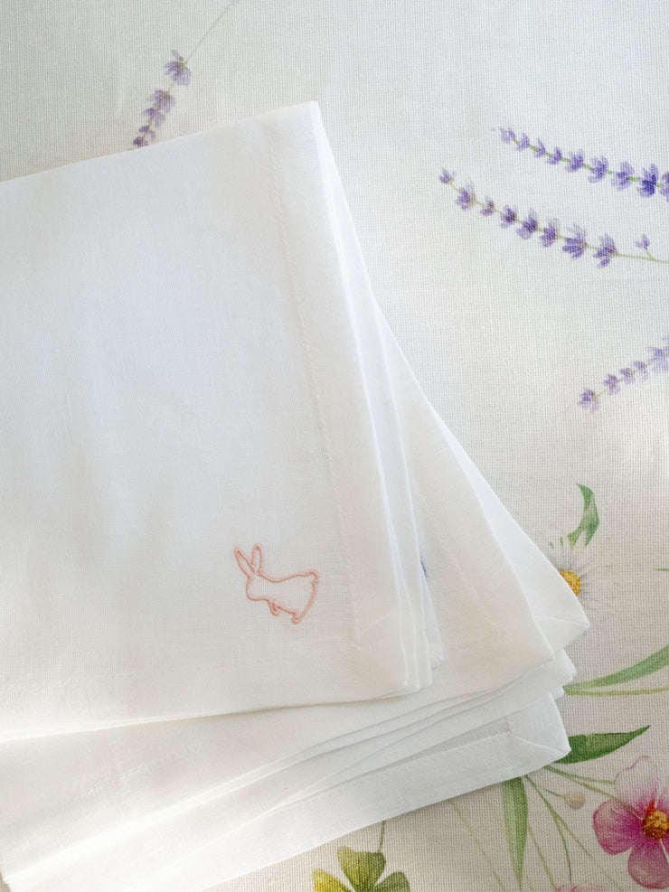 Embroidered bunny napkins, set of 4