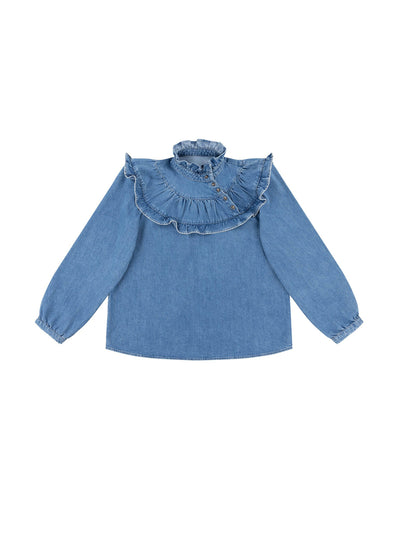 Seventy + Mochi Washed indigo Victoria blouse at Collagerie