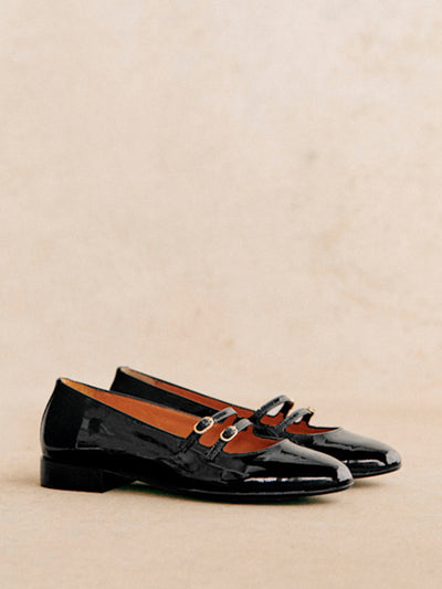 Sézane Ninon low patent-leather ballet flats at Collagerie