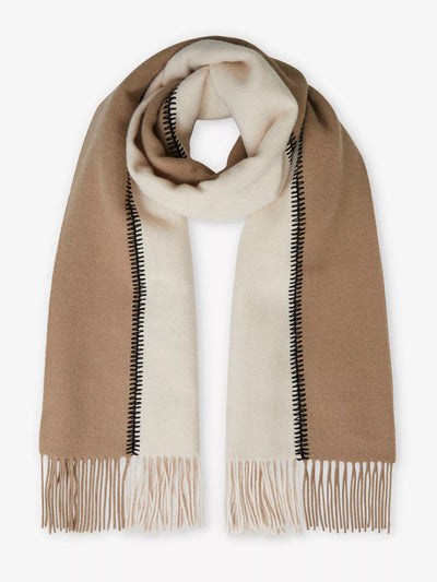 Reiss Contrast-panel whipstitch-seam wool scarf at Collagerie