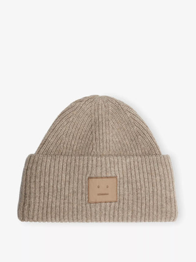 Acne Studios Ribbed brand-patch wool-blend beanie at Collagerie
