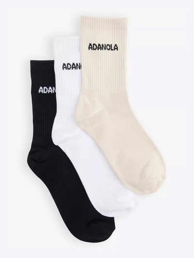 Adanola Branded bamboo-blend knitted socks (set of 3) at Collagerie