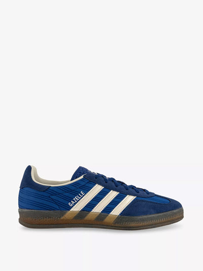 Adidas Gazelle indoor pinstriped satin and suede low-top trainers at Collagerie