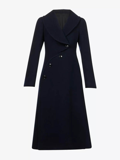 Alaïa Curved double-breasted virgin-wool coat at Collagerie