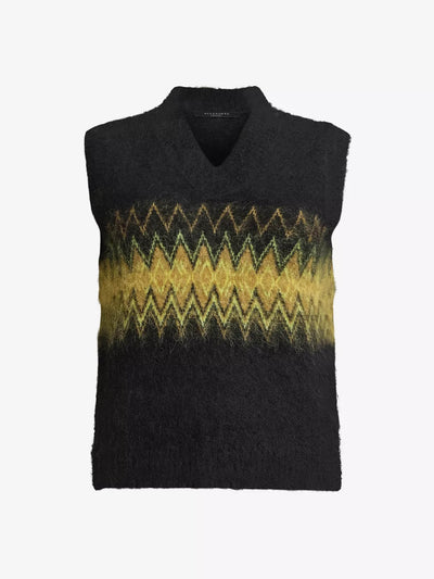 All Saints Clyde fair-isle regular-fit alpaca and wool-blend tank at Collagerie