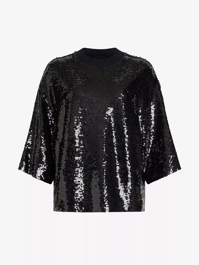 All Saints Juela sequined stretch-recycled polyester T-shirt at Collagerie