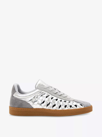 AllSaints Velma leather and suede low-top trainers at Collagerie