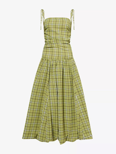 Amy Lynn Cher alexa plaid-pattern puffball woven midi dress at Collagerie