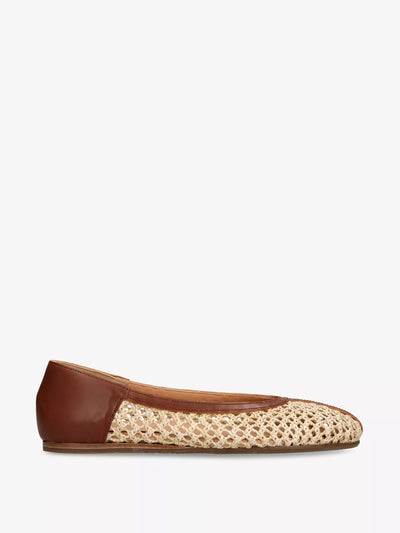 Ancient Greek Sandals Aeropi leather and raffia ballet pumps at Collagerie
