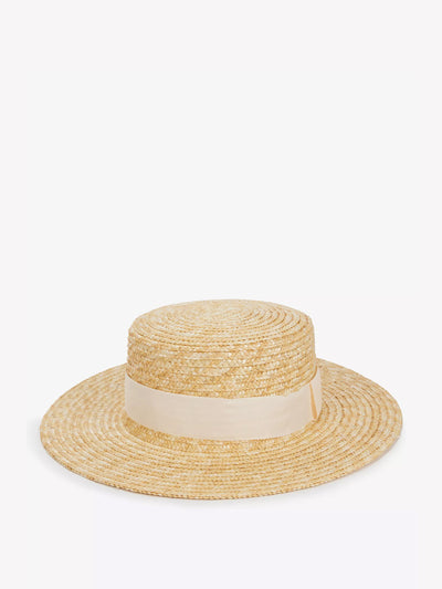 Boutique Bonita Boater ribbon-embellished straw hat at Collagerie