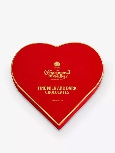 Charbonnel Et Walker Red Velvet Heart milk and dark chocolate selection box at Collagerie