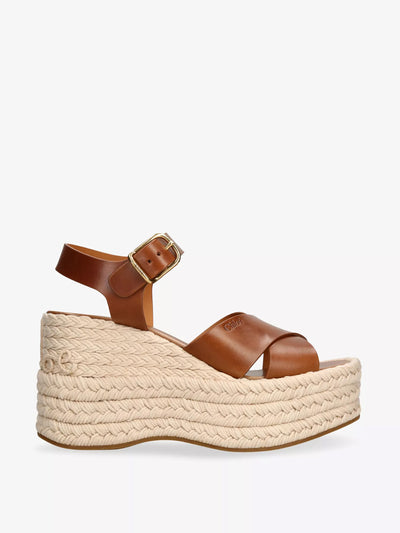 Chloé Isla 85 leather espadrille wedges at Collagerie